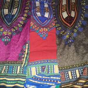 Colorful Dashiki Print Panel Top Set Of Three
